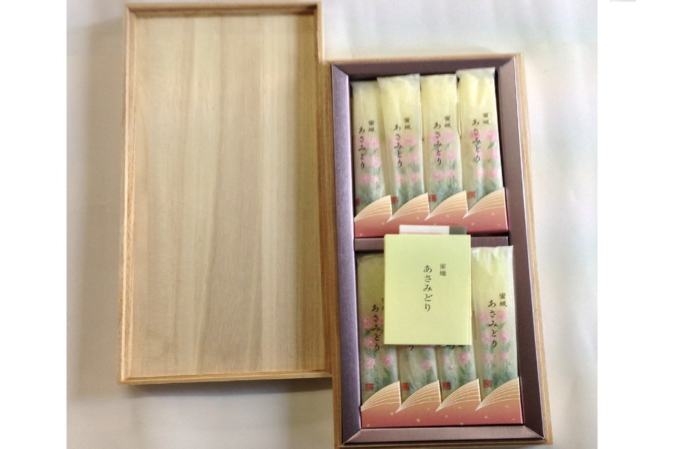 蜜蝋 あさみどり3号32本 和紙袋入蓮（桐箱）の画像00